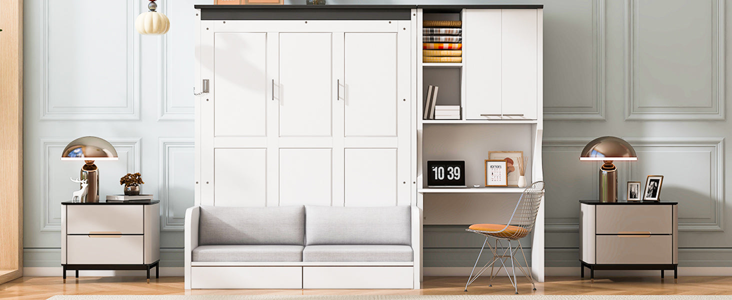 Multi-Functional Murphy Bed with Sofa, Desk, and Storage Cabinet by HouseOfZazla