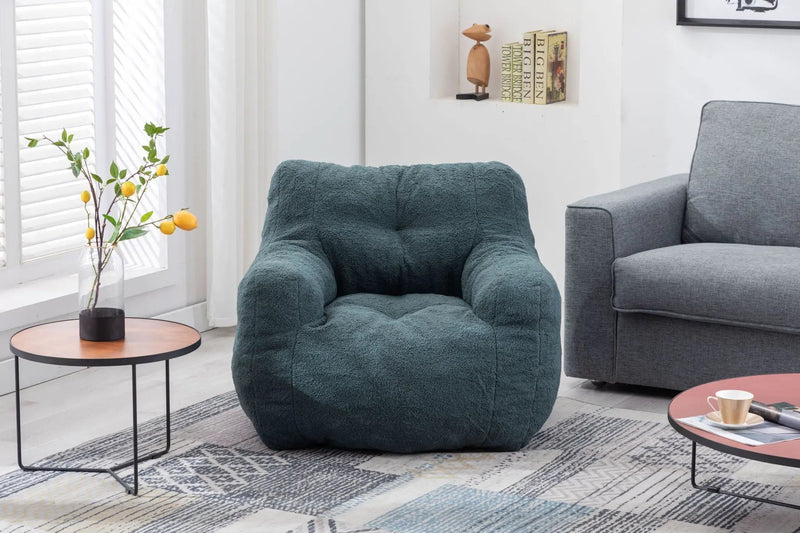Soft Teddy Fabric Tufted Foam Bean Bag Chair With Teddy Fabric by HouseOfZazla