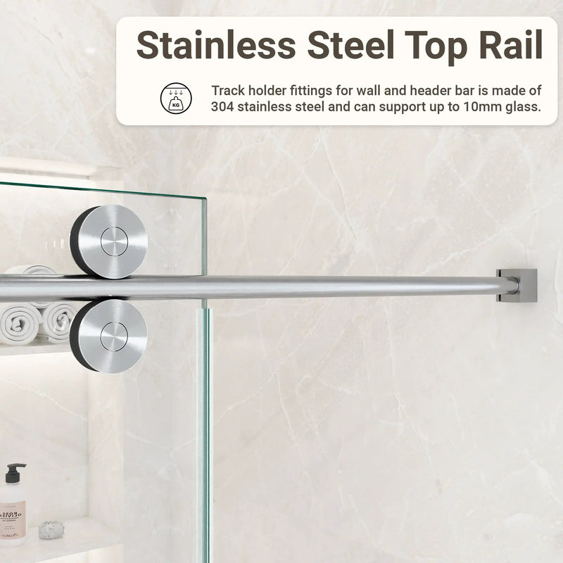 56-60"W x 72"H Frameless Sliding Shower Door – Clear Tempered Glass by HouseOfZazla