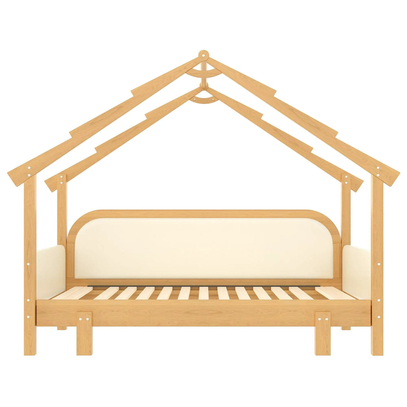 Twin Size Wood Treehouse Bed with Soft Cushion Rails by HouseOfZazla