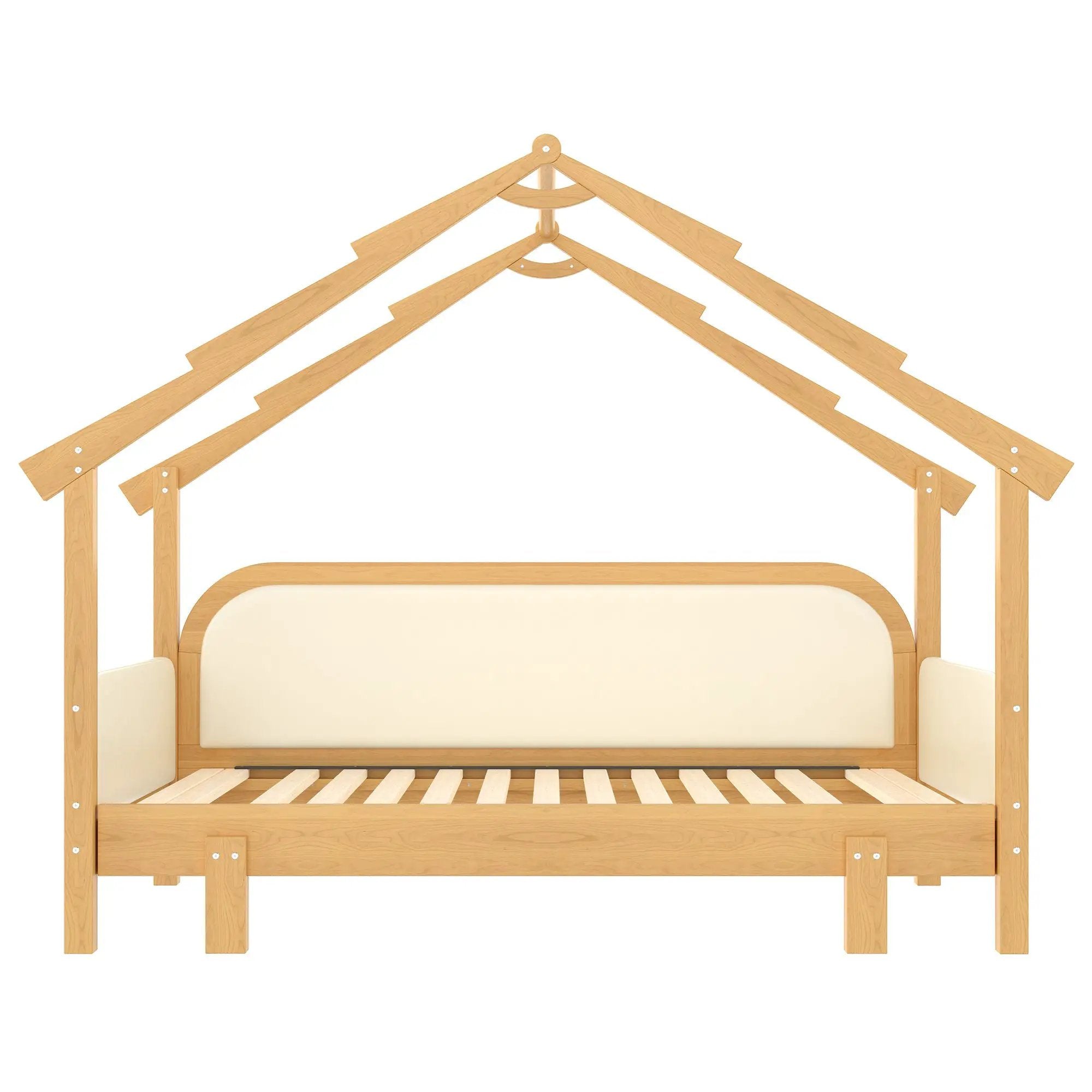 Twin Size Wood Treehouse Bed with Soft Cushion Rails by HouseOfZazla