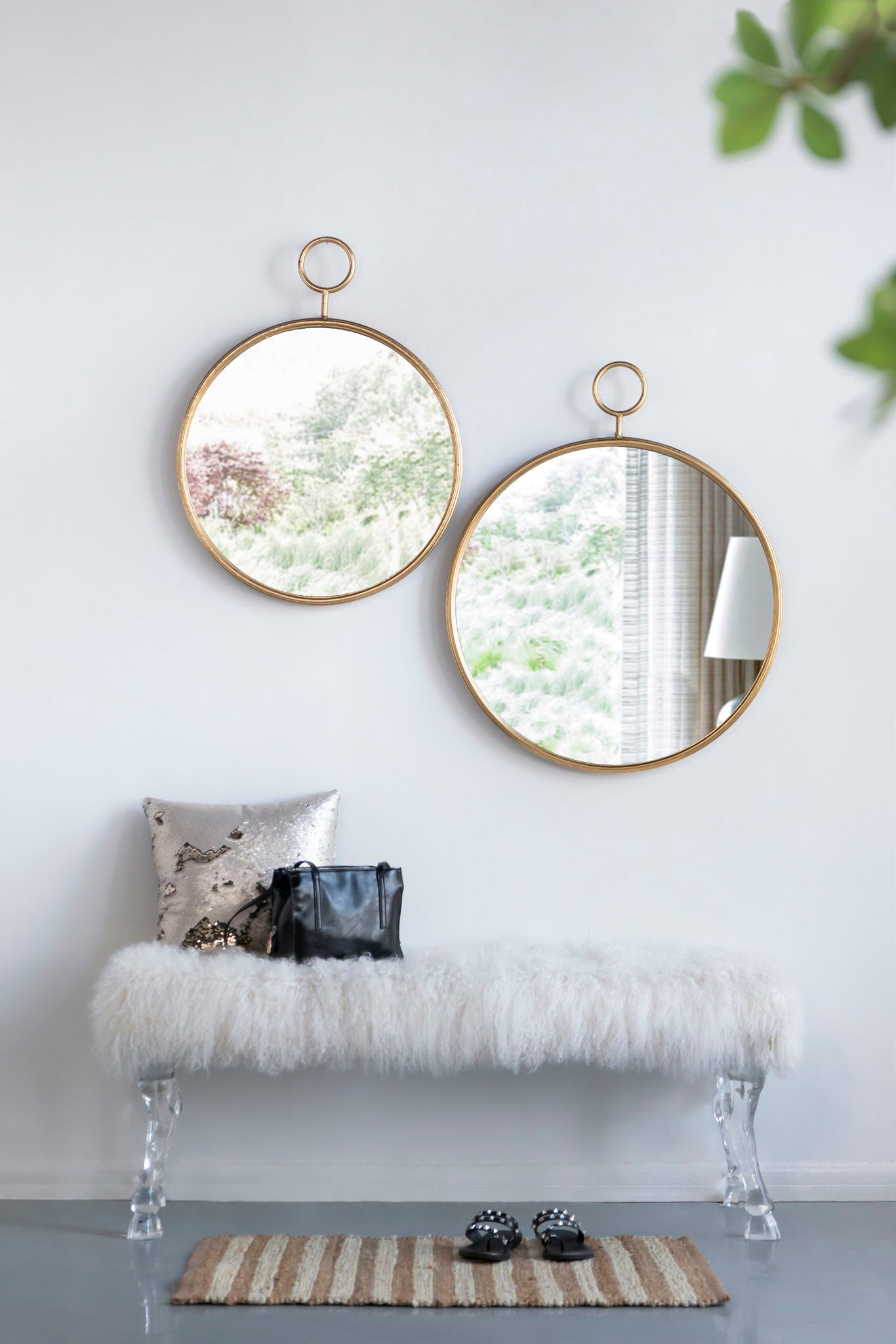 Circle Wall Mirror With Iron Frame, Accent Mirror For Living Room by HouseOfZazla
