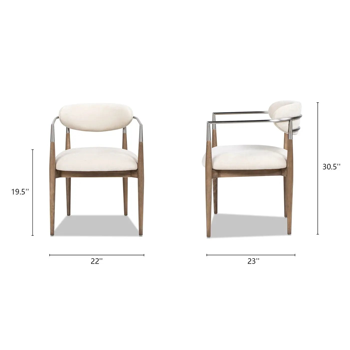 Artemis - Mixed Material Upholstered Dining Arm Chair - Warm White by HouseOfZazla