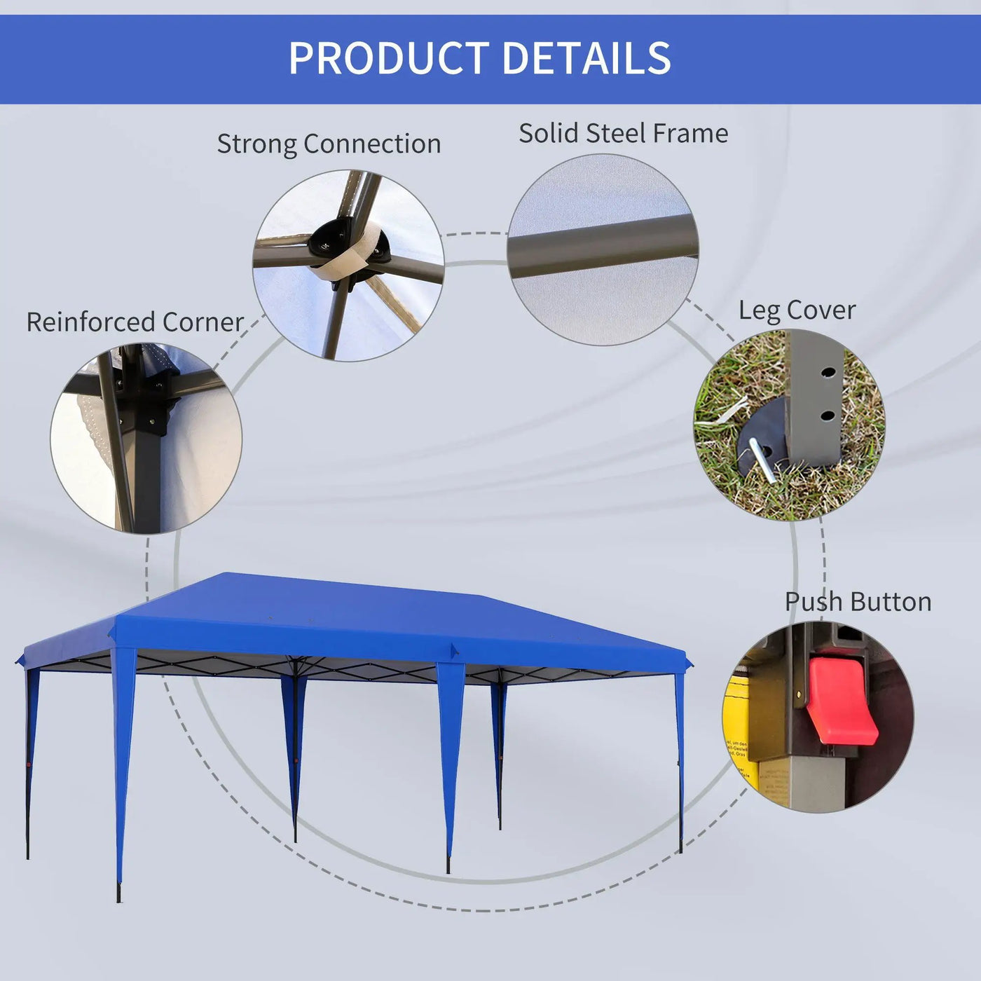 Outsunny - 10' x 19.2' Pop Up Canopy Tent, Heavy Duty Tent For Parties, Outdoor Instant Gazebo Sun Shade Shelter With Carry Bag For Catering, Events, Wedding, Backyard Bbq by Unique Piece Furniture