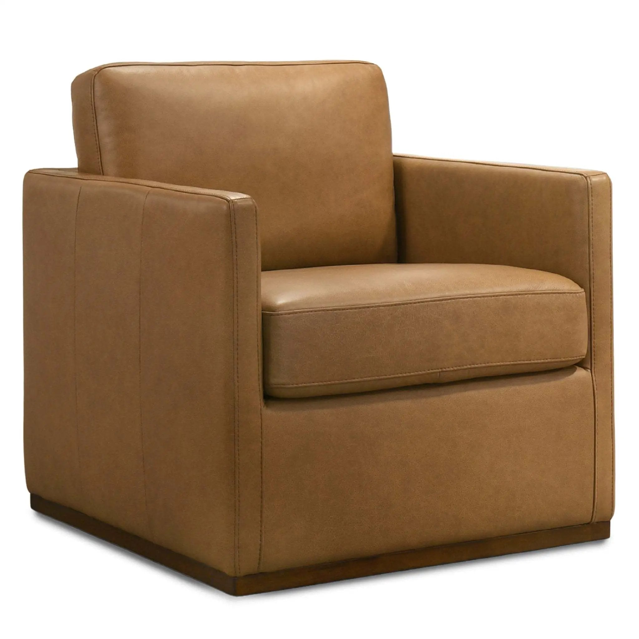 Darien Tan Leather Swivel Chair by HouseOfZazla