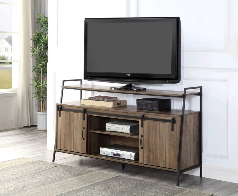 Rashawn - TV Stand - Rustic Oak & Black by Unique Piece Furniture