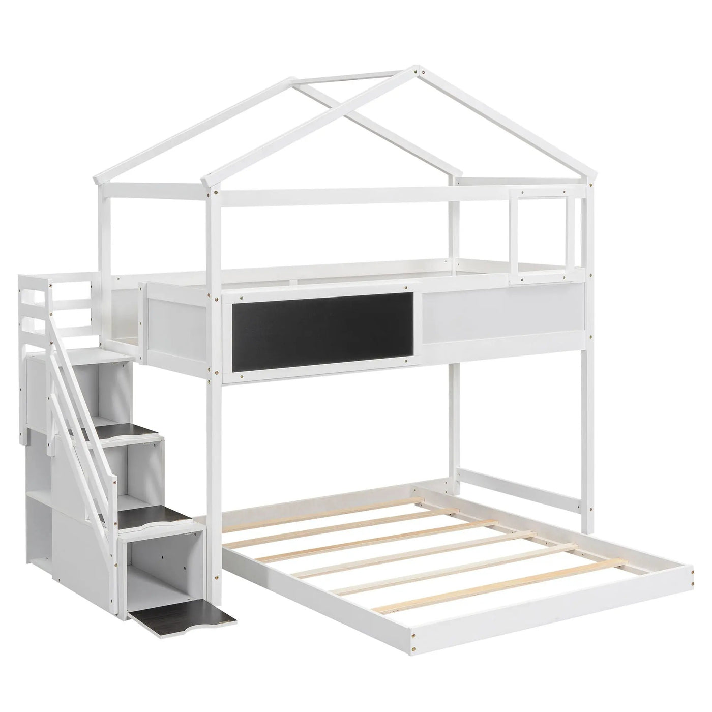 House Style Bunk Bed With Storage Staircase And board by HouseOfZazla