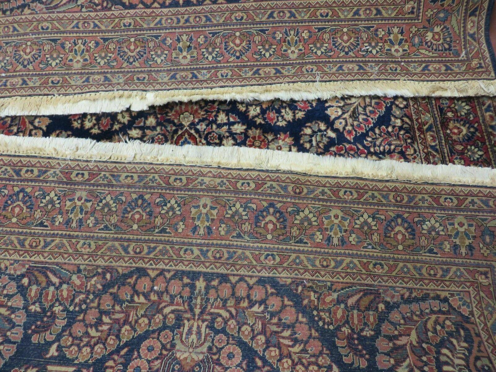 Antique Persian Sarouk Rug 4x6, Hand Knotted 1920s Oriental Carpet 4 x 6 ft, Navy Blue and Red Wool Rug, Handmade Floral Allover Persian Area Rug by Jewel Rugs