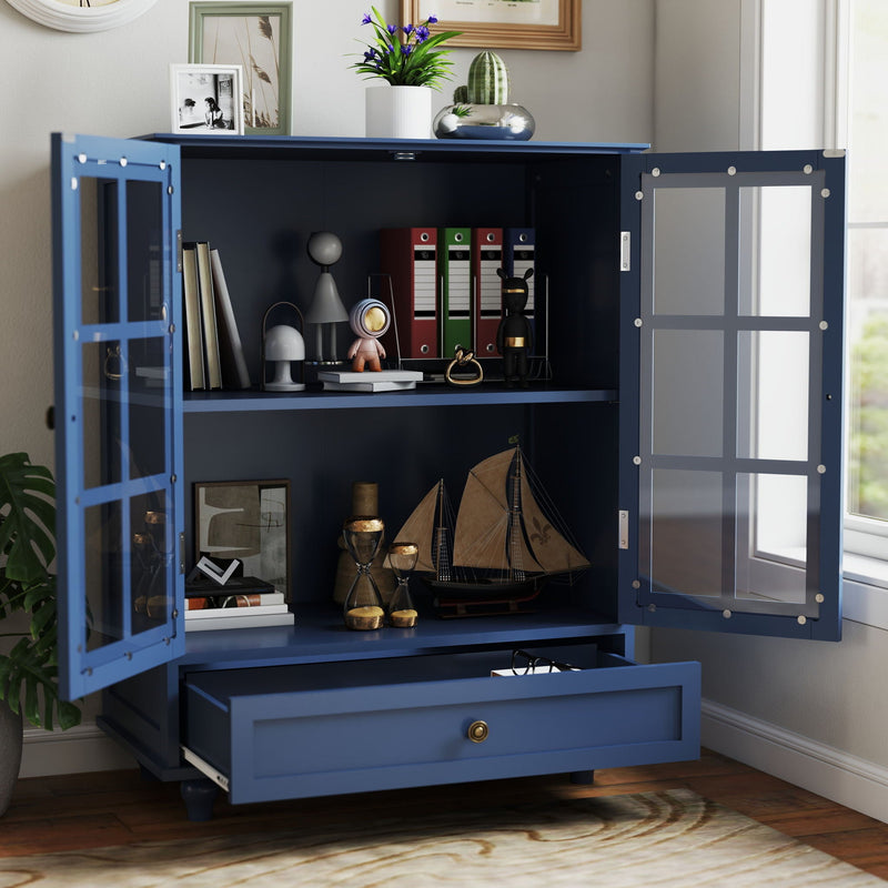 Minimalist Buffet Cabinet With Double Glass Doors And Drawer by HouseOfZazla