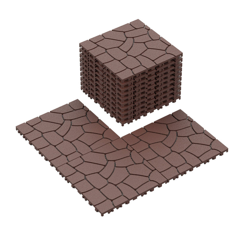 New Stone Texture Patio Deck Tiles, Diy Interlocking Floor Tiles, Easy Installation by HouseOfZazla
