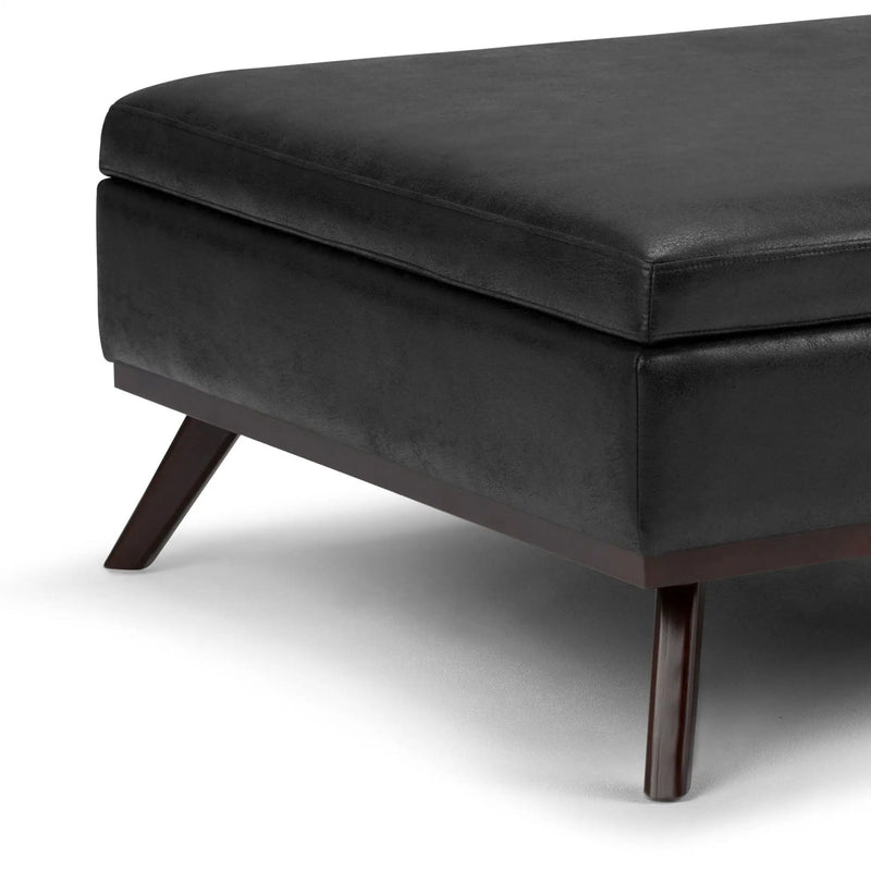 Owen - Square Coffee Table Storage Ottoman - Distressed Black by Unique Piece Furniture