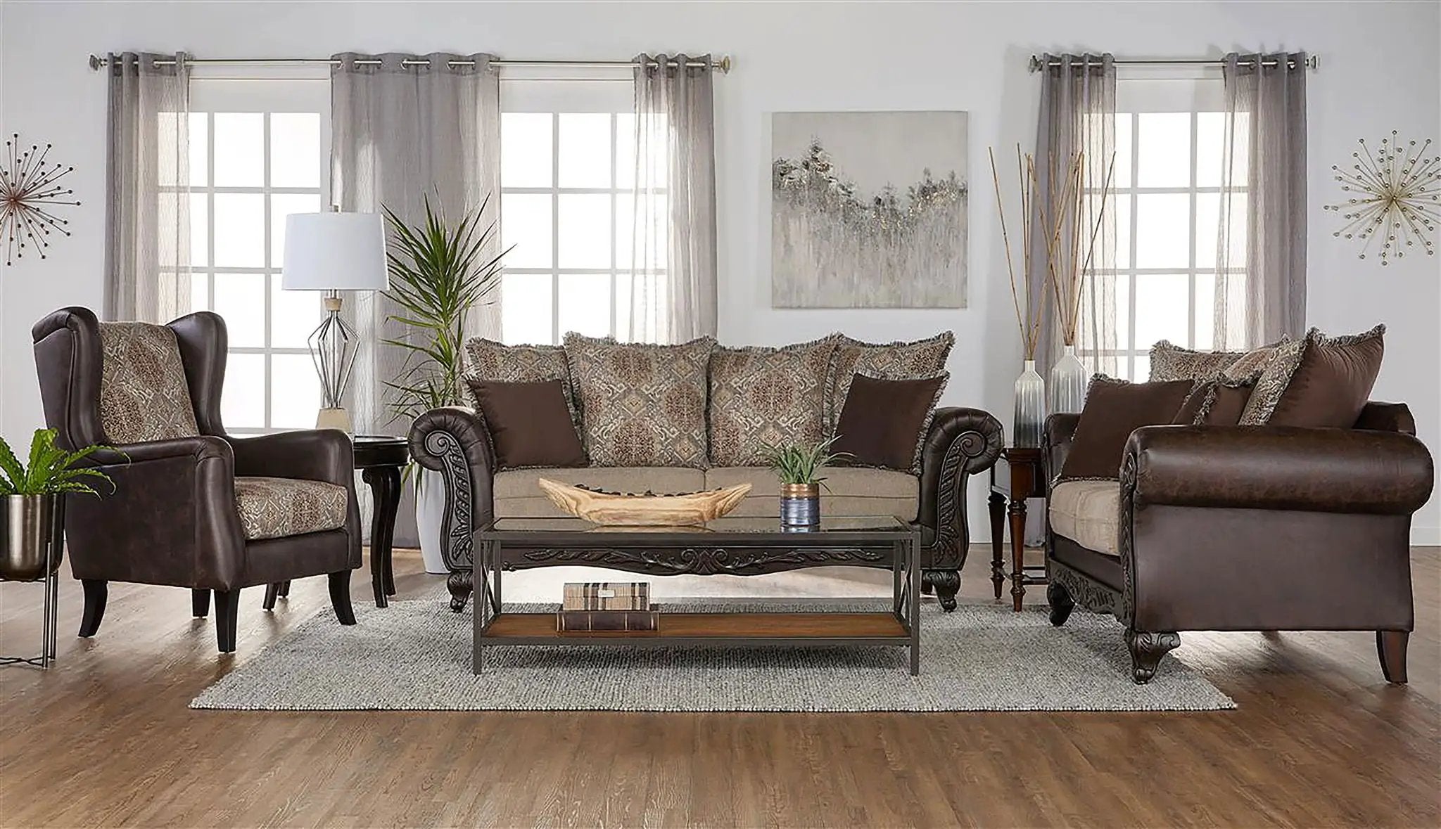Elmbrook Upholstered Wingback Accent Club Chair Brown by Unique Piece Furniture