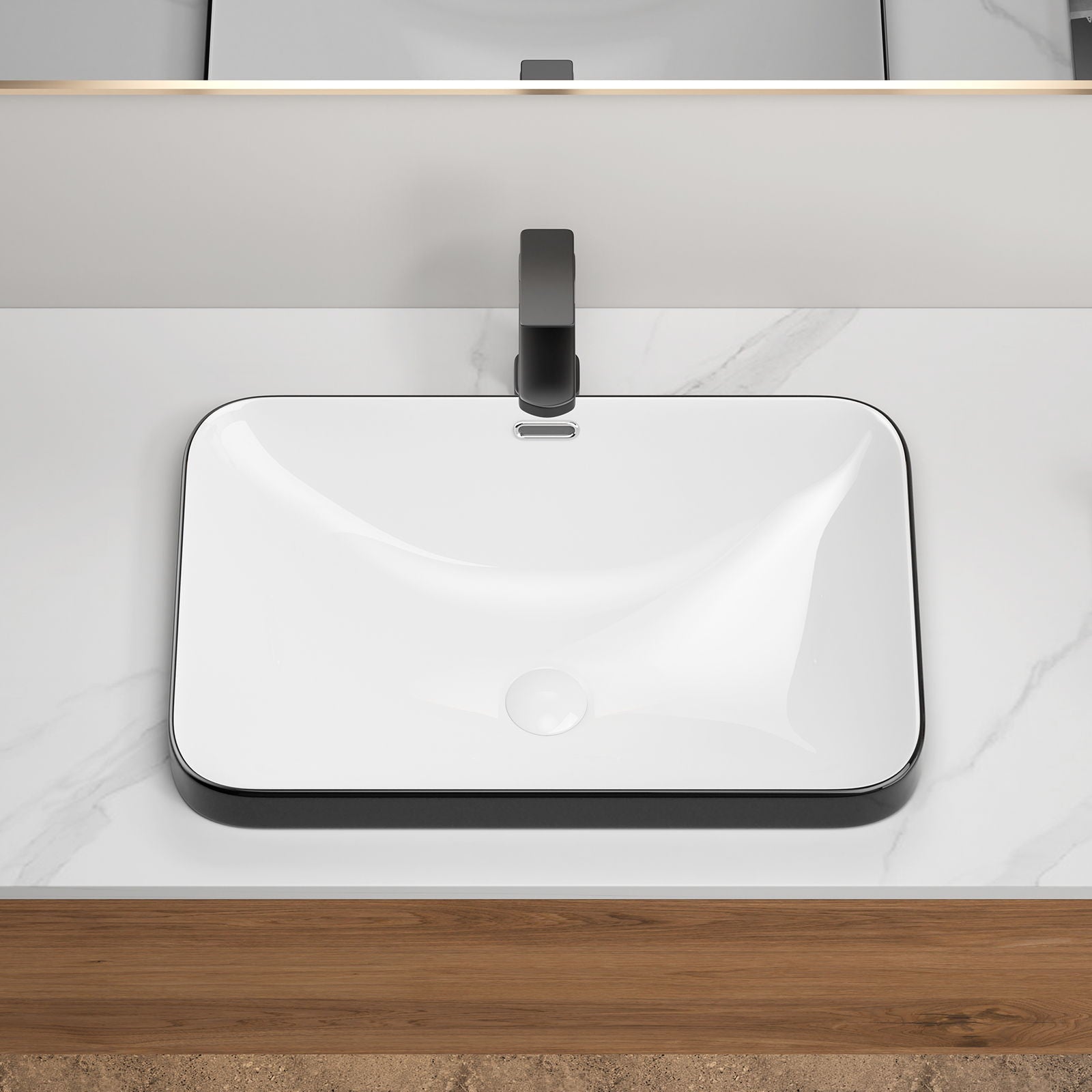 Undermount Bathroom Sink, Vessel Basin For Vanity Countertop - Black White by HouseOfZazla