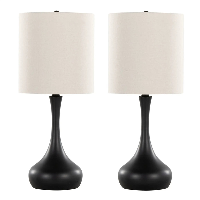 Genie - Contemporary Table Lamp (Set of 2) - Matte Black / Oatmeal by HouseOfZazla