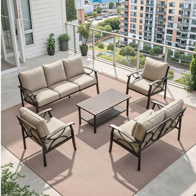 Patio Furniture Set with Coffee Table and Cushions for Backyard by HouseOfZazla