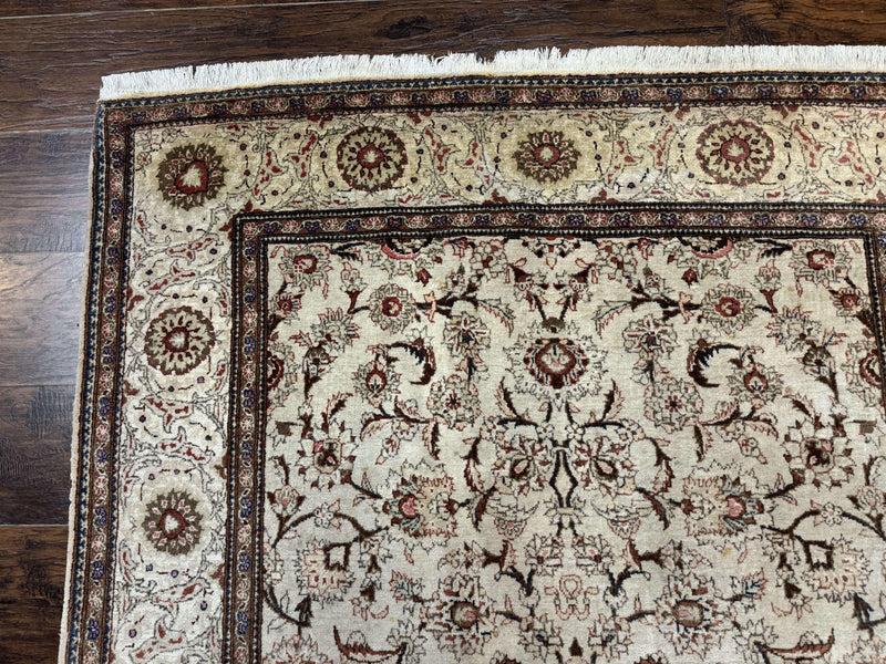 Persian Kashan Rug 5x7, Beige, Fine 250 KPSI by Jewel Rugs