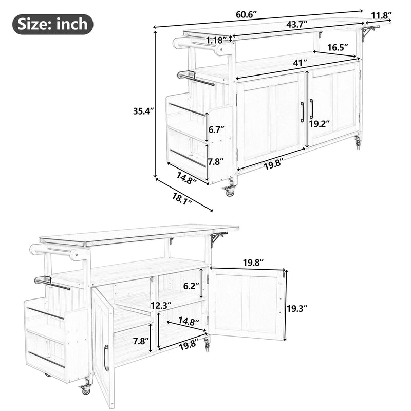 Foldable Outdoor Kitchen Island Patio Mobile Kitchen Cart by HouseOfZazla