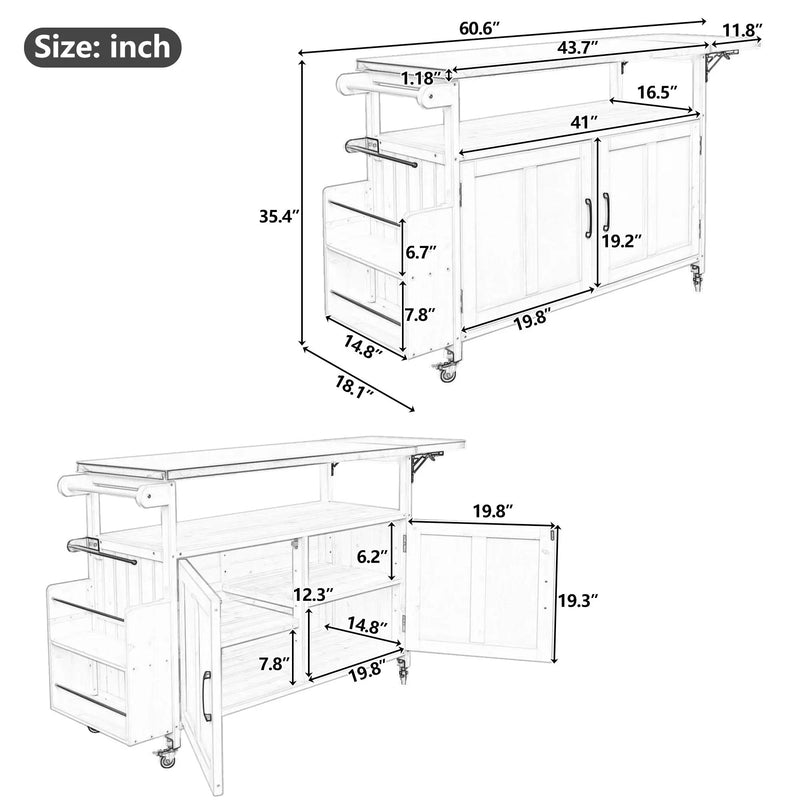 Foldable Outdoor Kitchen Island Patio Cart with Storage by HouseOfZazla