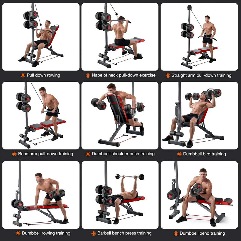 Multi-Functional Weight Bench with Pulley System and Adjustable Backrest by HouseOfZazla