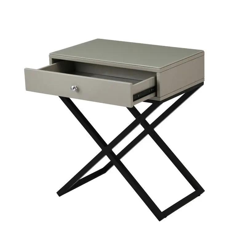 Koda - End Side Table Nightstand, Drawer And Cross Base by Unique Piece Furniture
