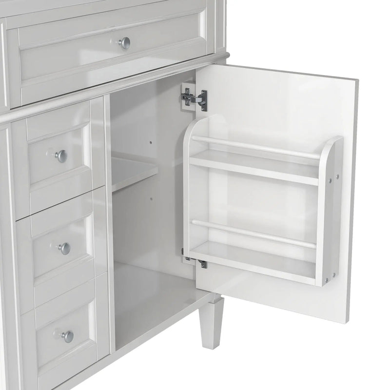 Bathroom Vanity With Medicine Cabinet, Royal Mirror Cabinet, Modern Bathroom Storage Cabinet With 2 Soft Closing Doors And 4 Drawers by HouseOfZazla