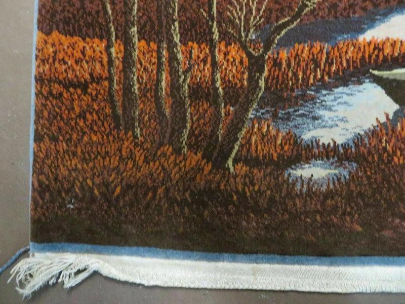 2' X 3' Vintage Handmade Pakistan Pictorial Rug Carpet Scenery Bird Tree Wow by Jewel Rugs