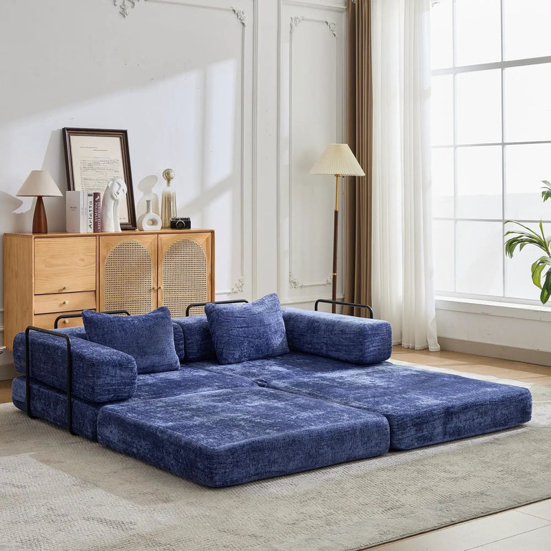 Convertible Floor Sofa Bed With Pillow Back Support Armrest by Unique Piece Furniture
