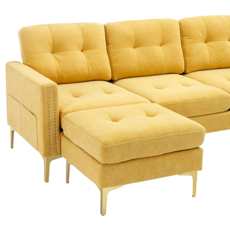 Modern L - Shape Convertible Sectional Sofa With Movable Ottoman by HouseOfZazla