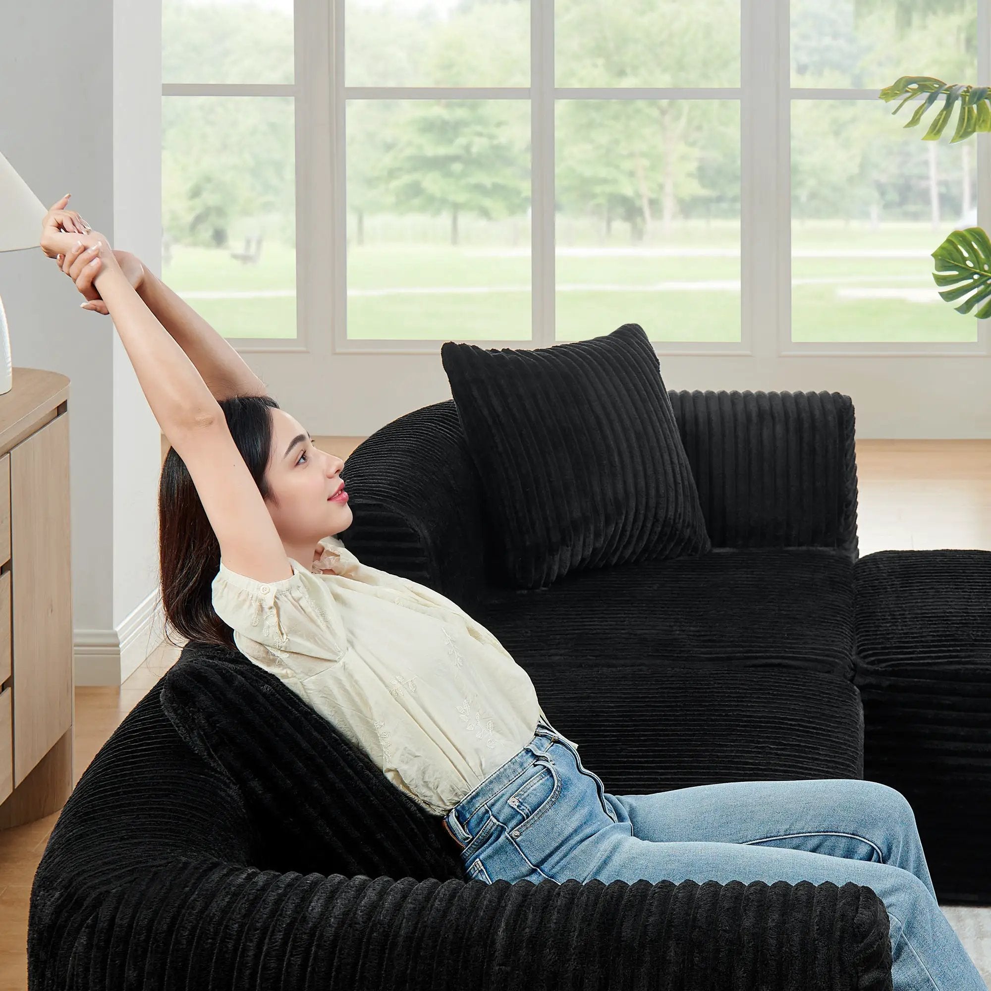114" Cloud Sectional Couch with L-Shape Chaise by HouseOfZazla