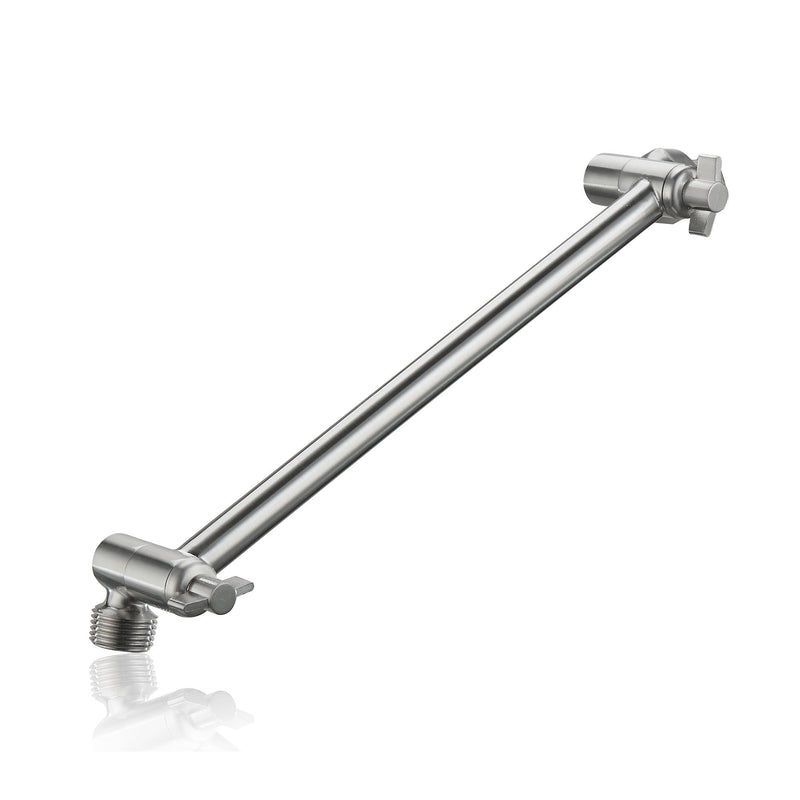 Luxury Rain Shower Head With Adjustable Arm, 10" Square, Stainless Steel - Brushed Nickel by HouseOfZazla
