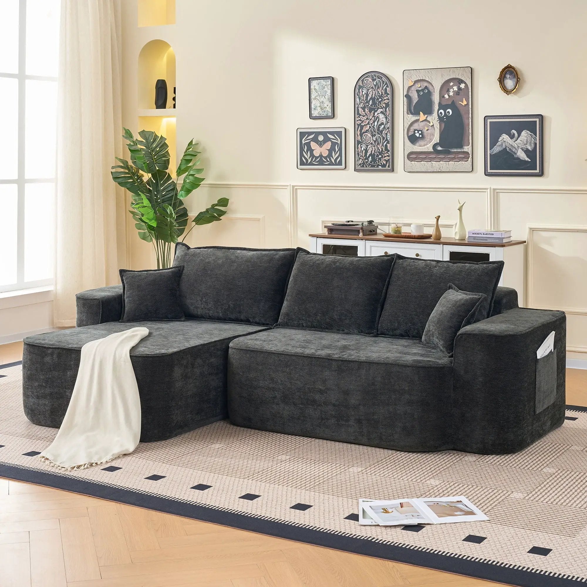 L-Shaped Sectional Sofa Couch With Chaise, Extra Deep Seats by HouseOfZazla