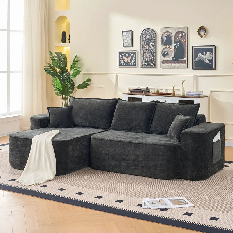 L-Shaped Sectional Sofa Couch With Chaise, Extra Deep Seats by HouseOfZazla