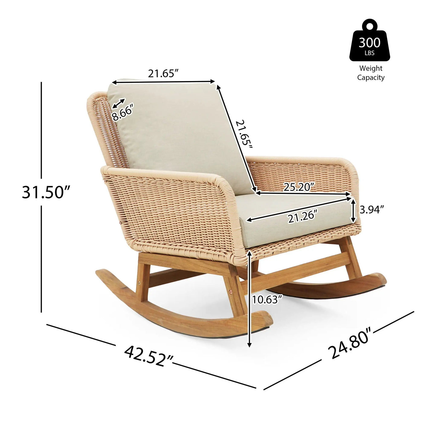 Contemporary Minimalist Wicker Rocking Chair With Soft Cushions by HouseOfZazla