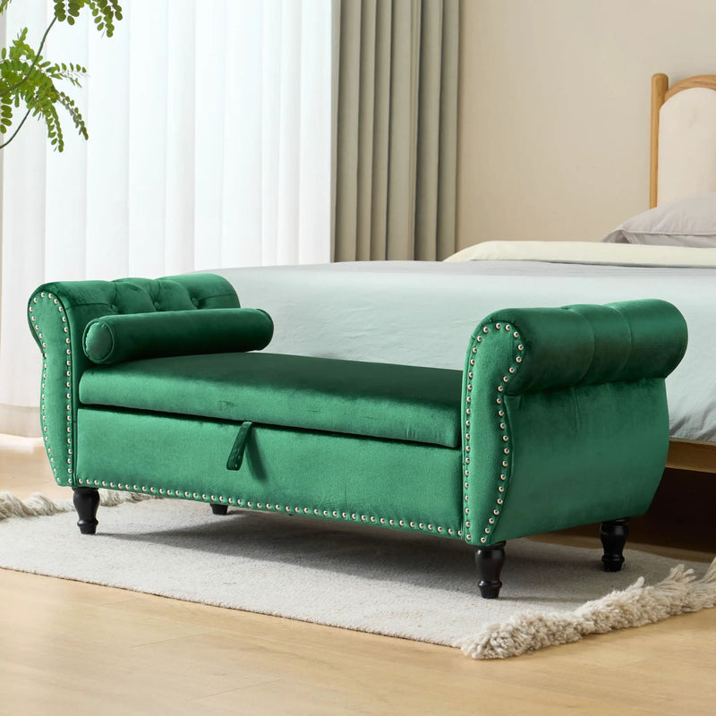 Luxurious Multifunctional Storage Ottoman Bench With Pillow by HouseOfZazla