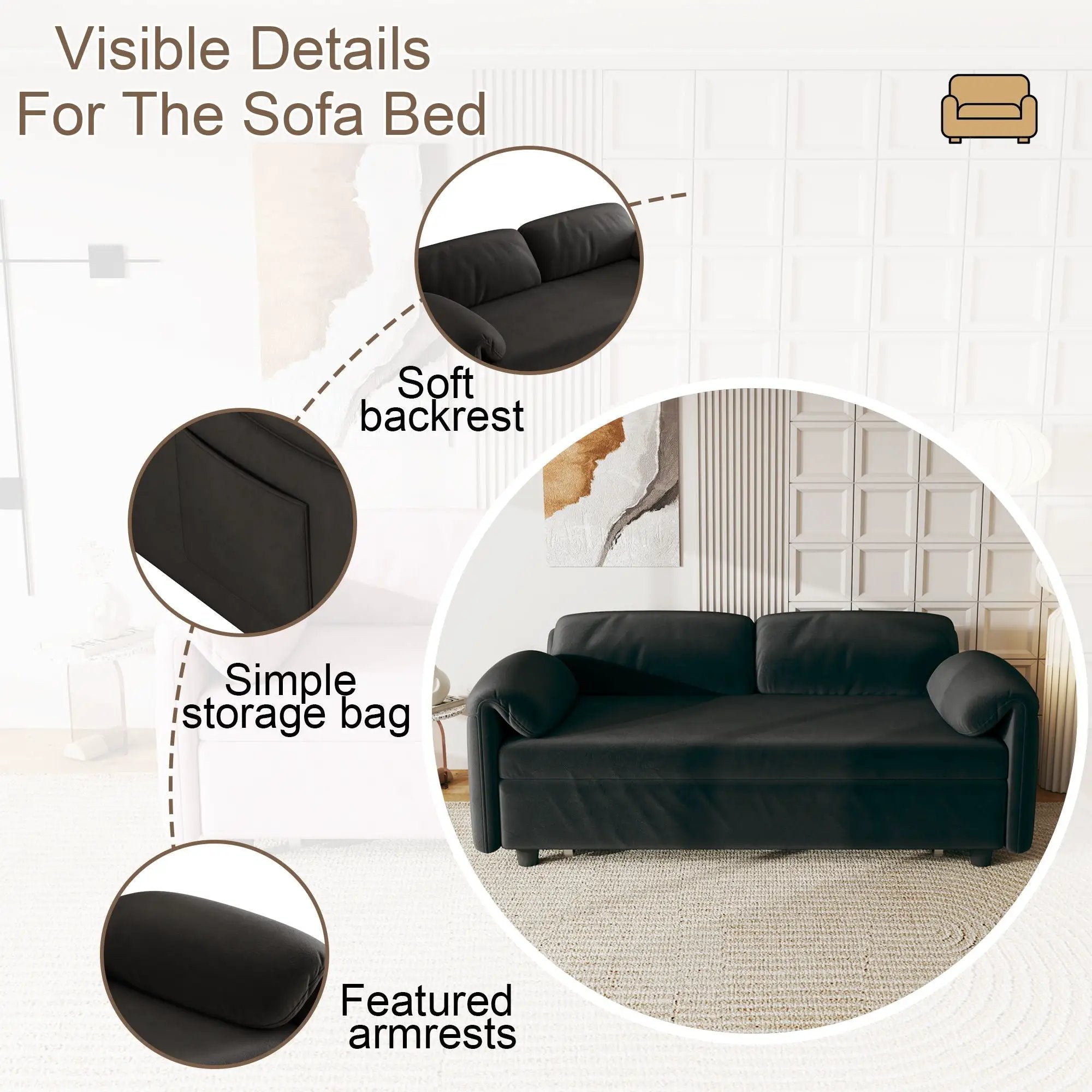 Sofa, Dual Purpose Lounge With Retractable Queen Size Bed by Unique Piece Furniture