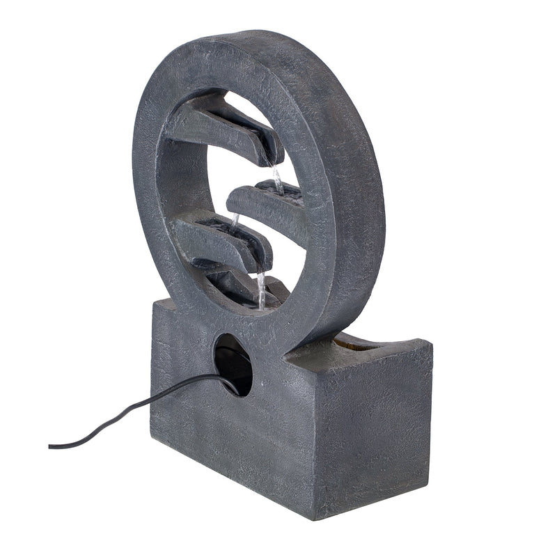 26.77'H Gray Circular Polyresin Outdoor Water Fountain with LED Light by HouseOfZazla