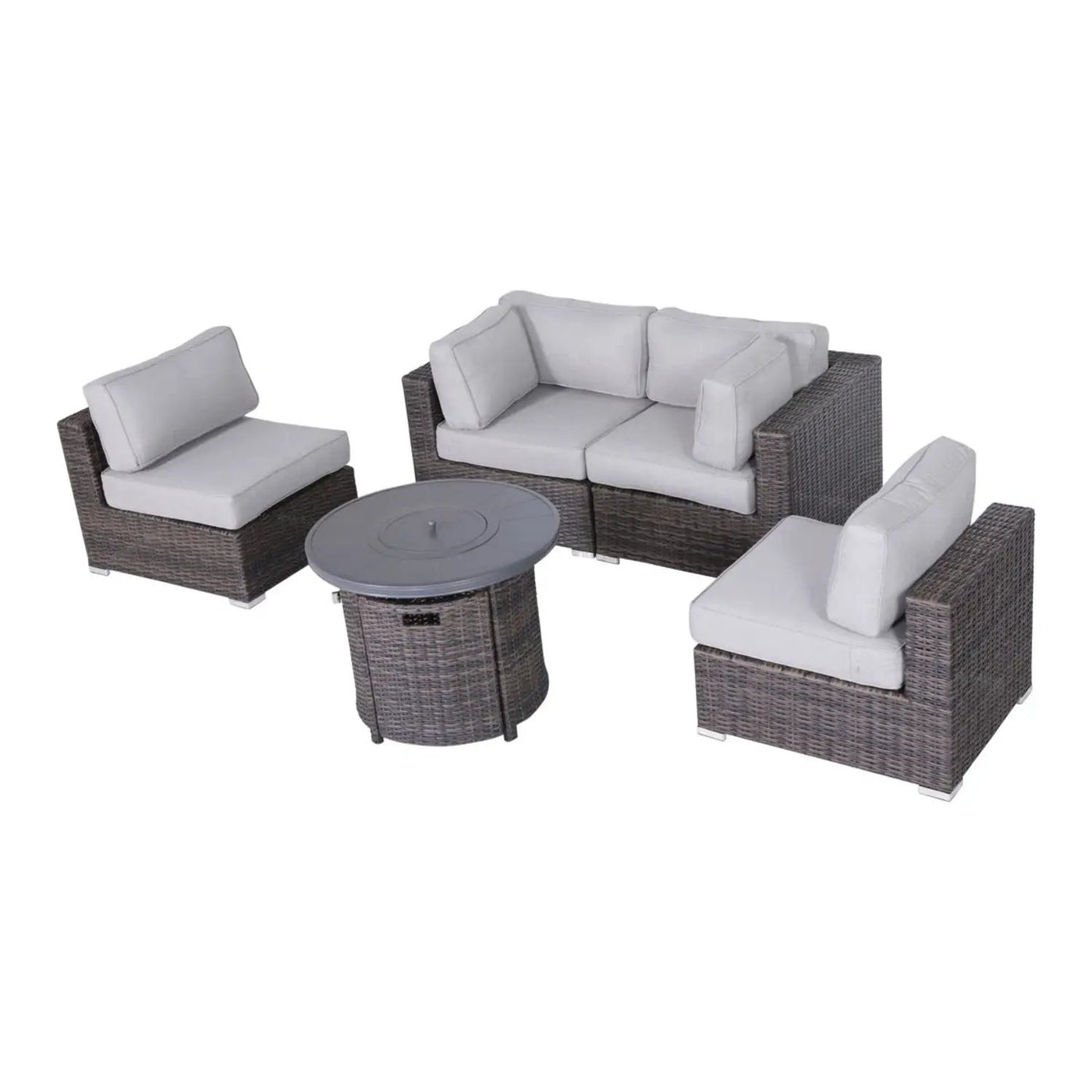 Wicker Outdoor Lounge Set With Cushions And Fire Pit by Unique Piece Furniture