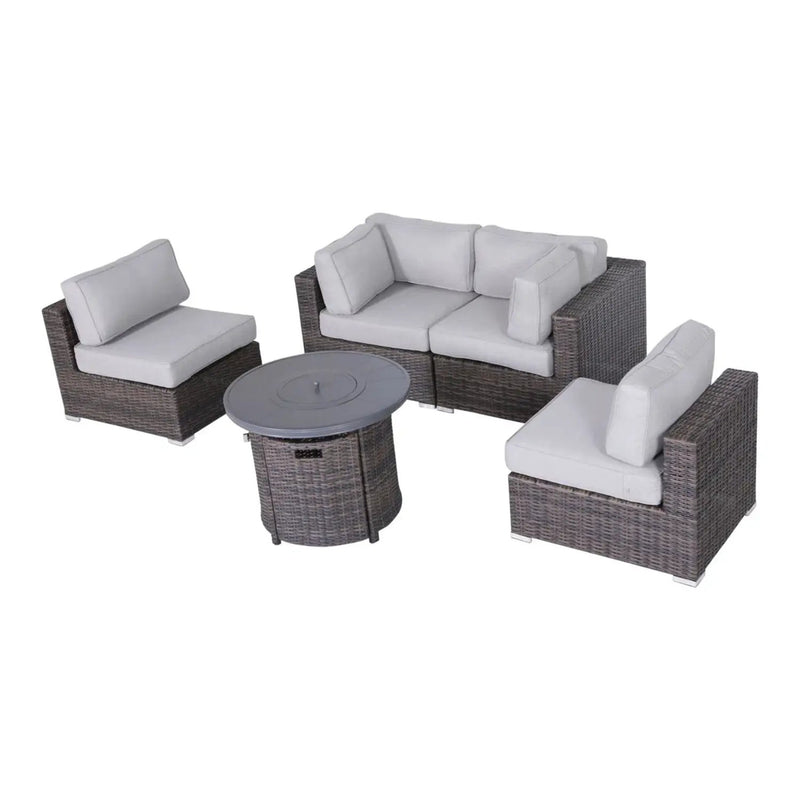 Wicker Outdoor Lounge Set With Cushions And Fire Pit by Unique Piece Furniture