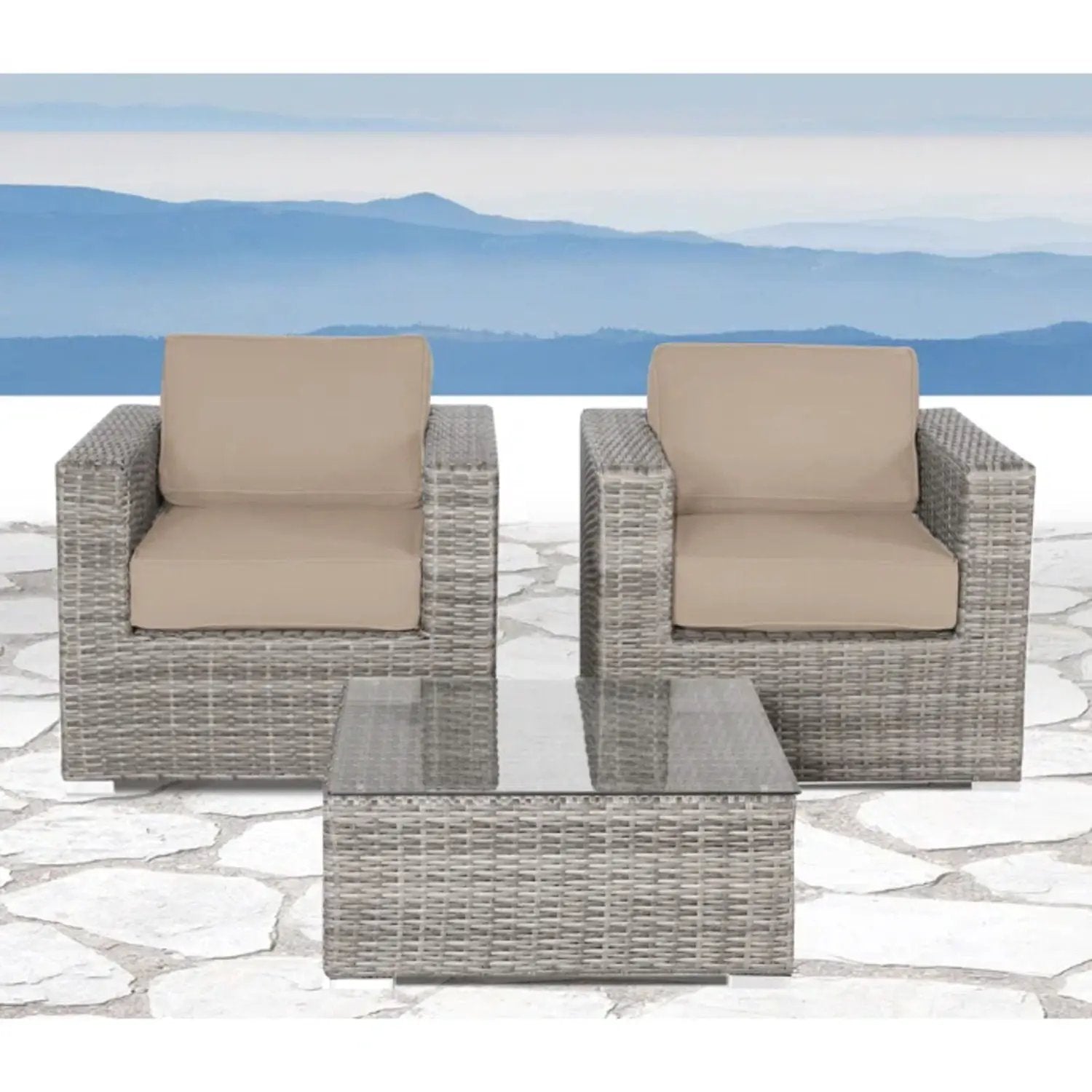 Wicker Seating Group Set With Table And Cushions by HouseOfZazla