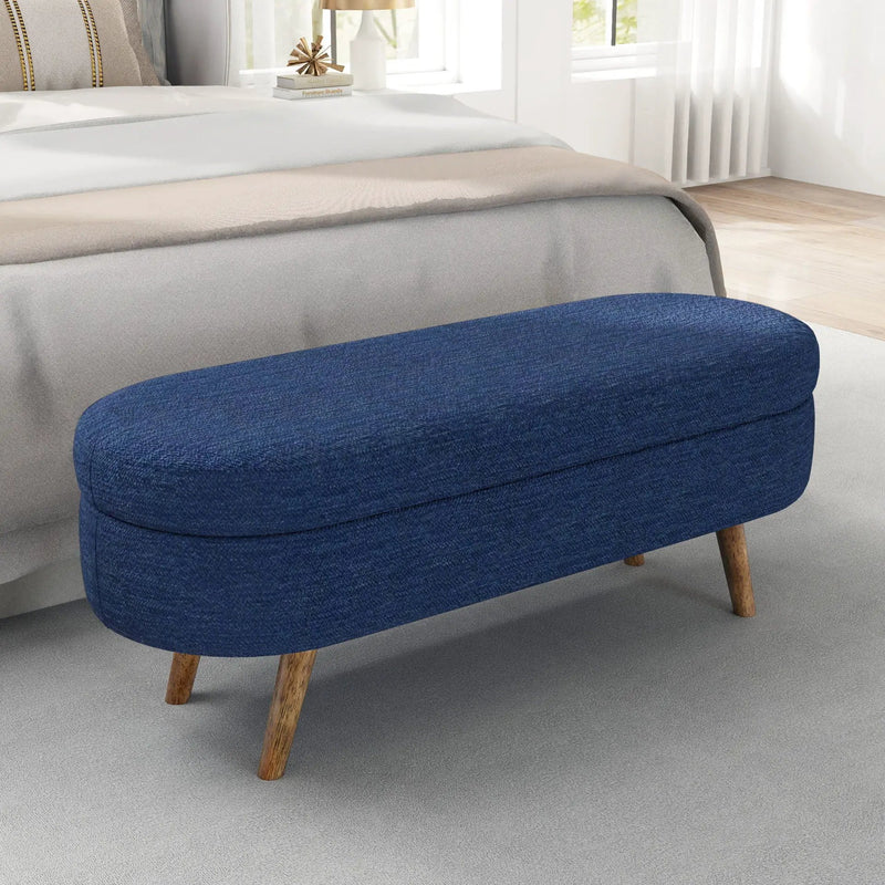 Ottoman Oval Storage Bench with Rubber Wood Legs by HouseOfZazla
