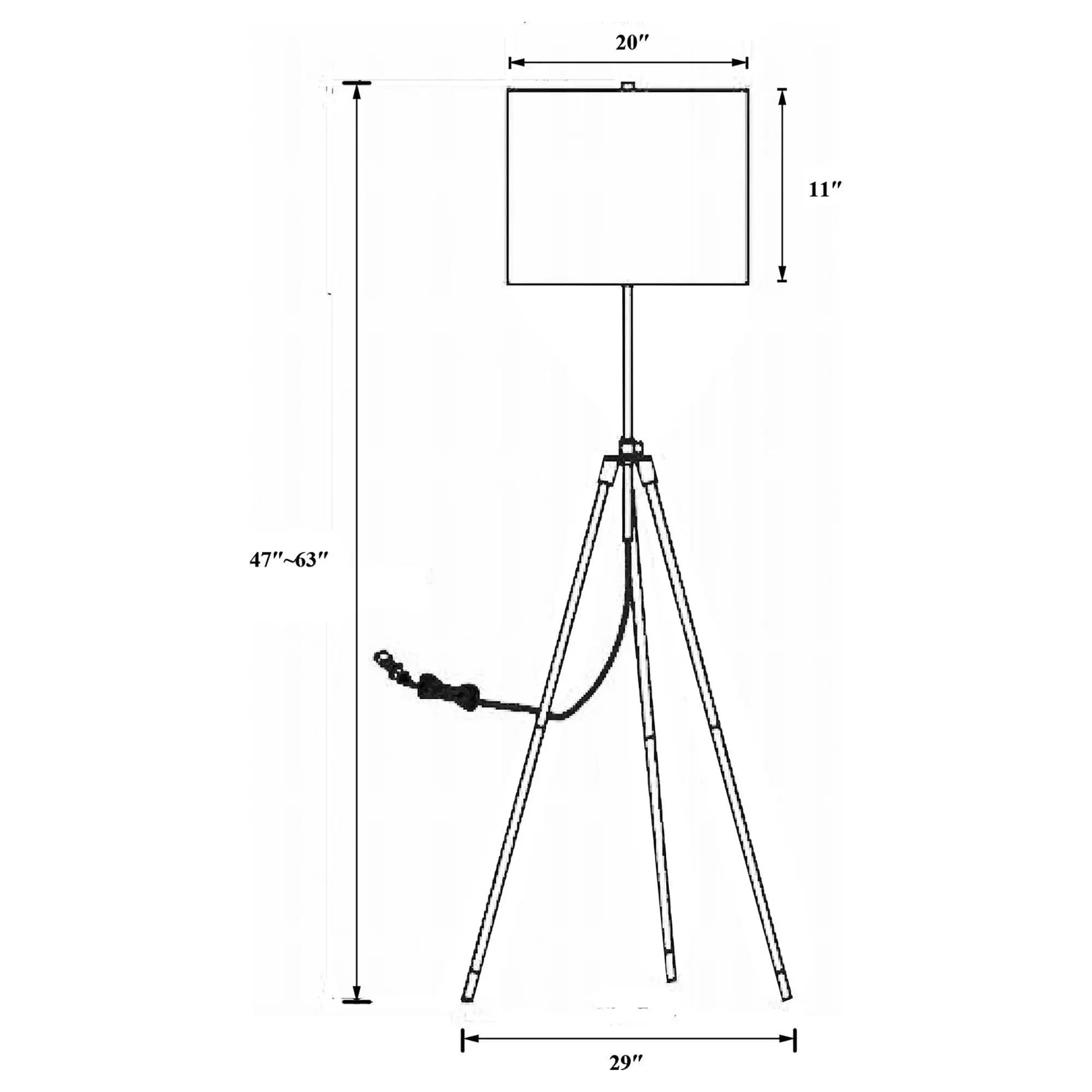 Tripod Drum Shade Floor Lamp With Rotary Switch - Black by HouseOfZazla