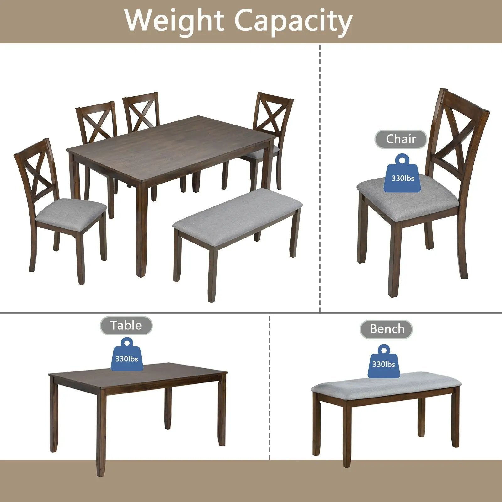 Kitchen Dining Set, Rectangular Dining Table by Unique Piece Furniture