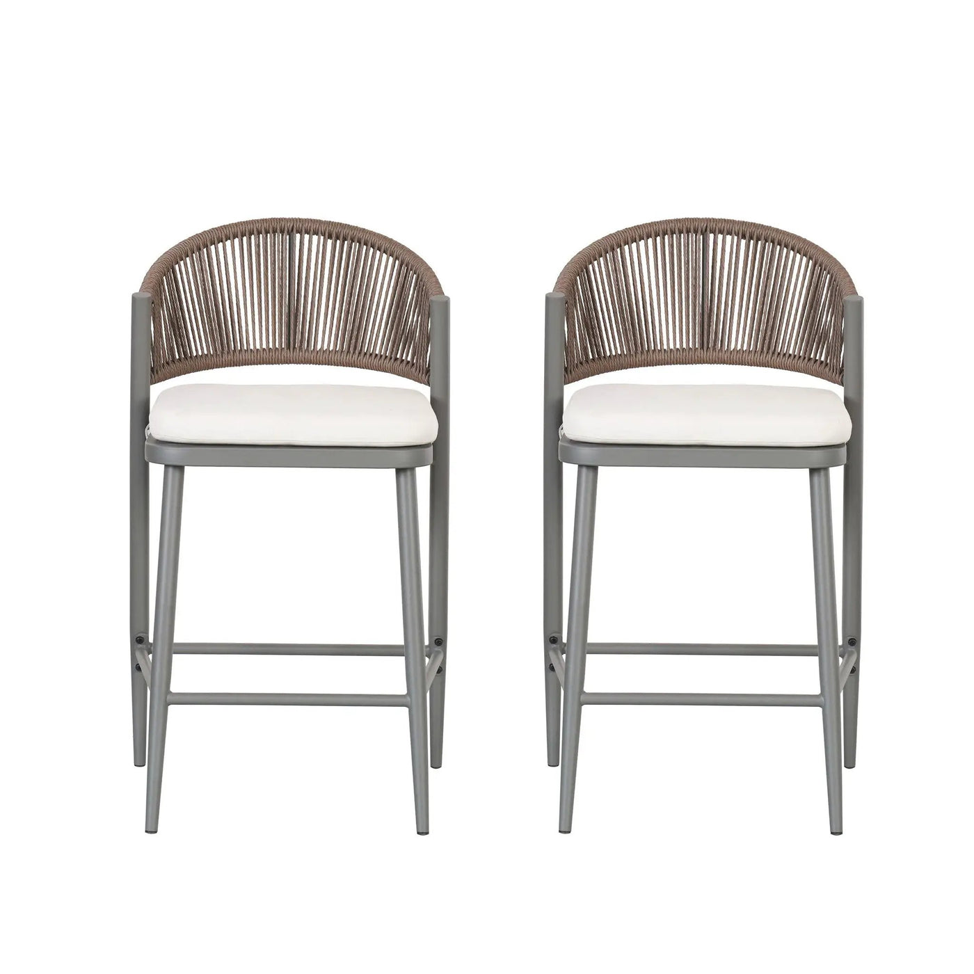 Outdoor 26" Counter Height Metal Frame Counter Stools With Scallop Shaped Backrest & Water Resistant Cushions by HouseOfZazla