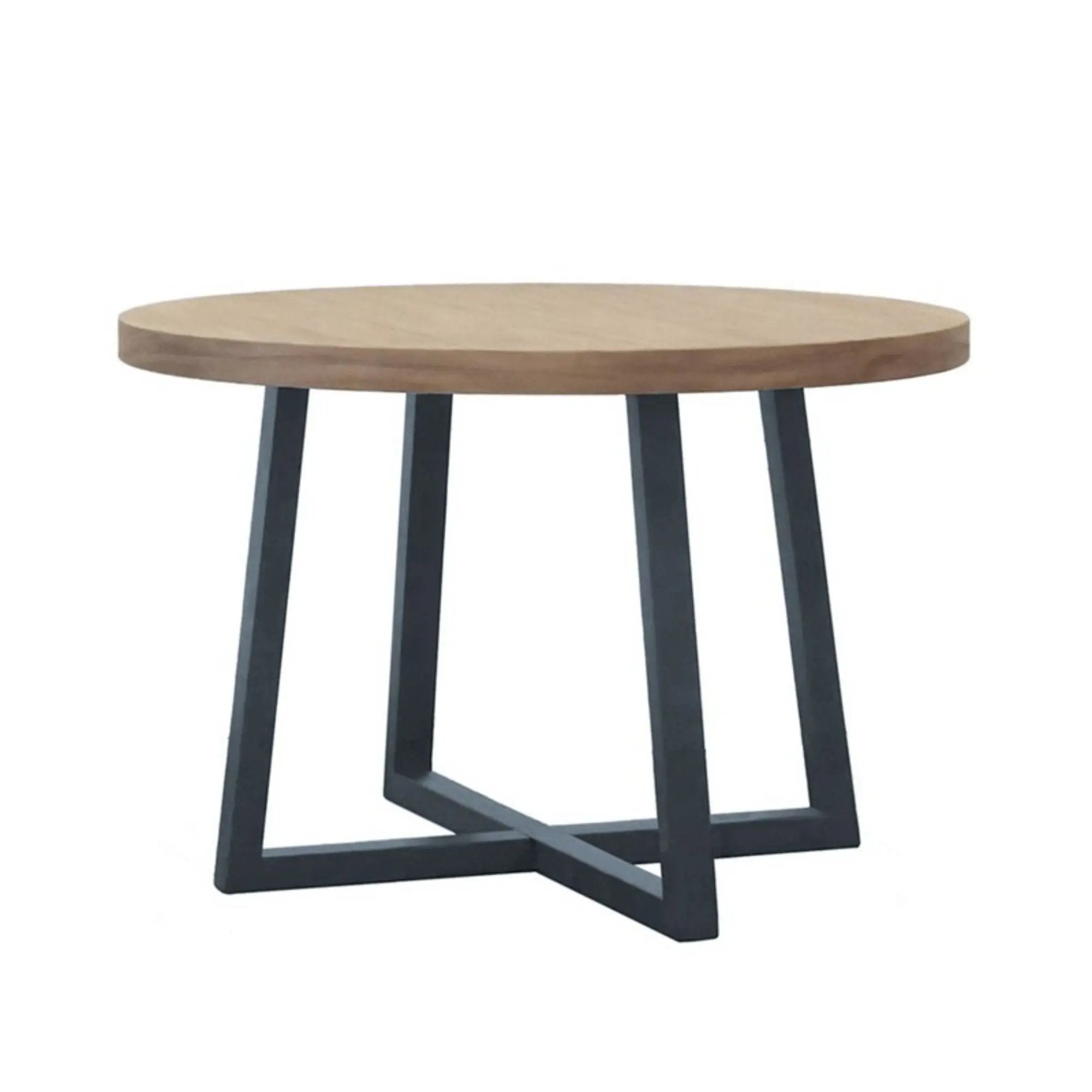 Round Dining Table With Wire Brushed Mindi Top And Mahogany Base - Wheat by Unique Piece Furniture