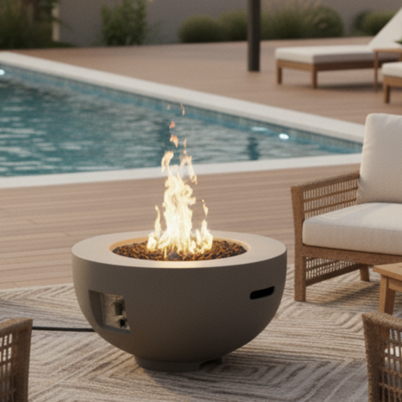 Outdoor Round Propane Fire Pit Table 28-inch, 40,000 BTU by HouseOfZazla