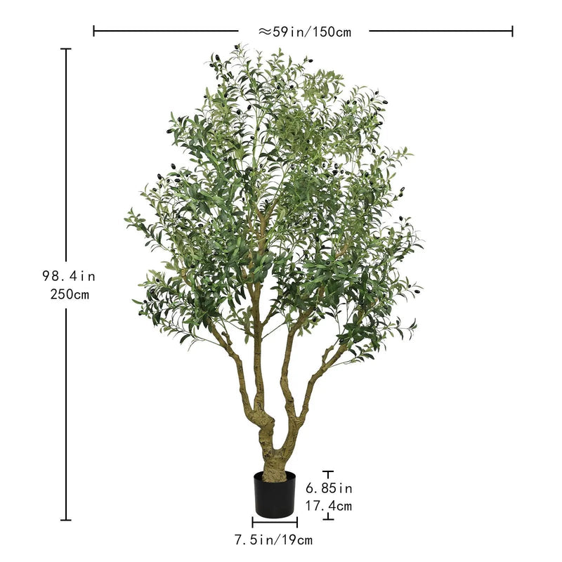 Artificial Olive Tree Large With Trunk, Indoor / Outdoor Decorative Plant For Living Room - Green by Unique Piece Furniture