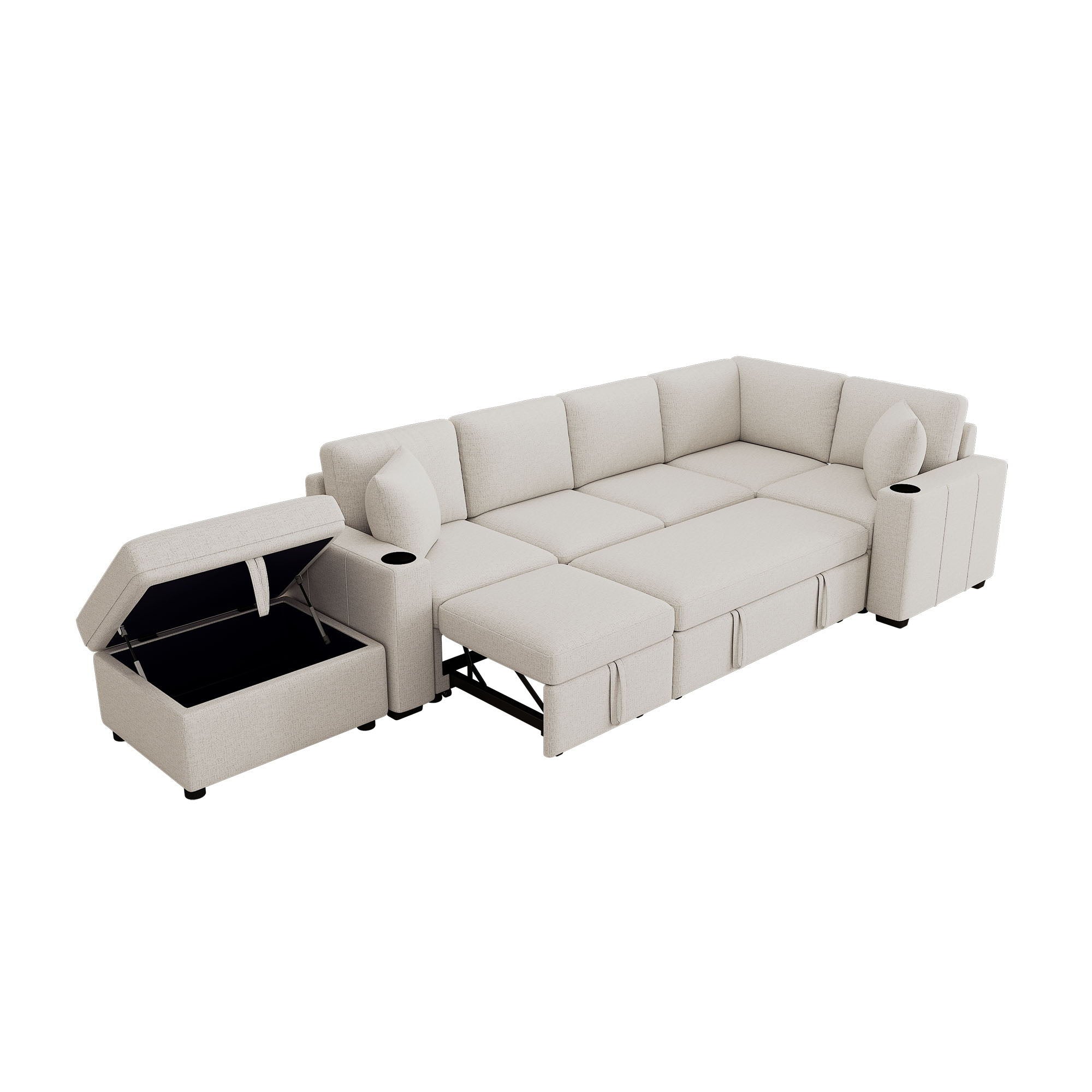 Sectional Sofa Convertible Pull-Out Sofa Bed With A Movable Storage Ottoman For Living Room by HouseOfZazla
