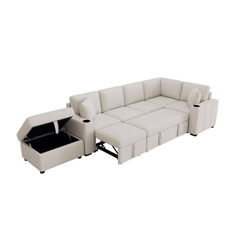 Sectional Sofa Convertible Pull-Out Sofa Bed With A Movable Storage Ottoman For Living Room by HouseOfZazla