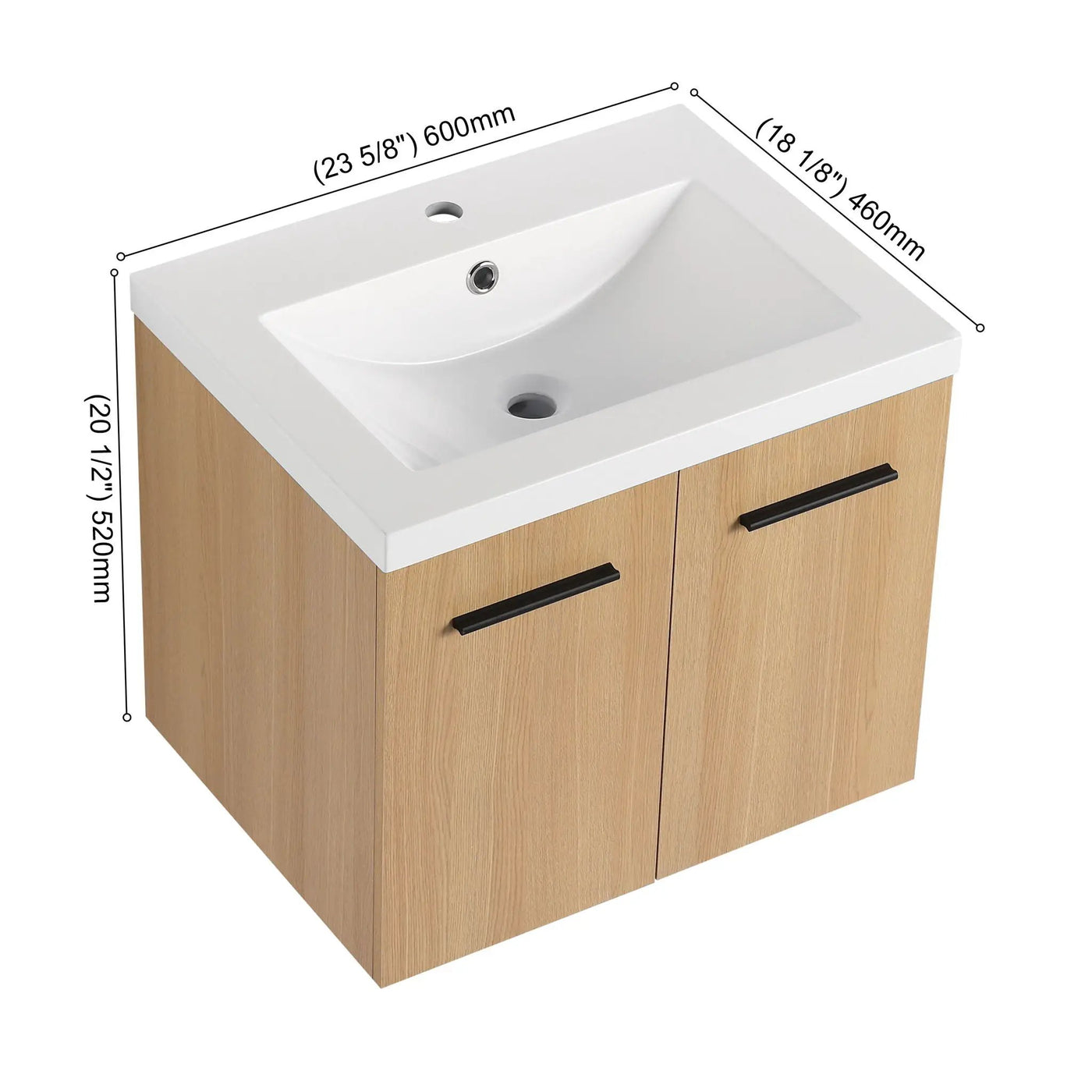 Floating Bathroom Vanity With Sink, Wall Mounted Double Door Storage by HouseOfZazla