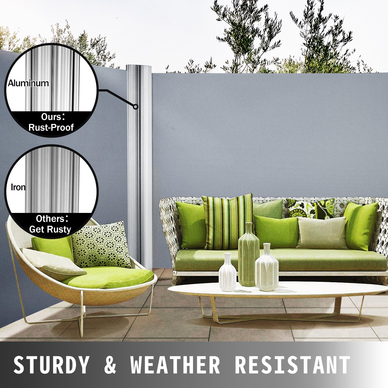 Retractable Side Awning 71" x 236" Full Aluminum Rust-Proof Patio Screen by HouseOfZazla